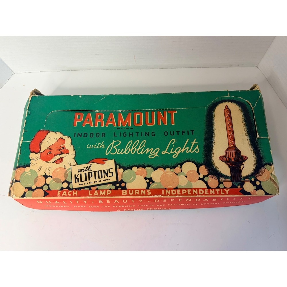 Vintage Paramount Bubbling Lights Christmas Indoor Lighting Raylite Kliptons Box